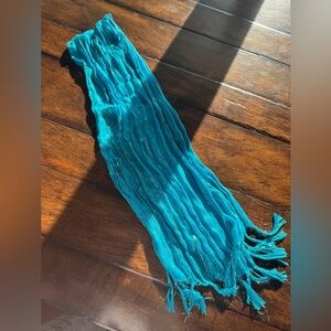 Vibrant Teal Scarf with Fringe